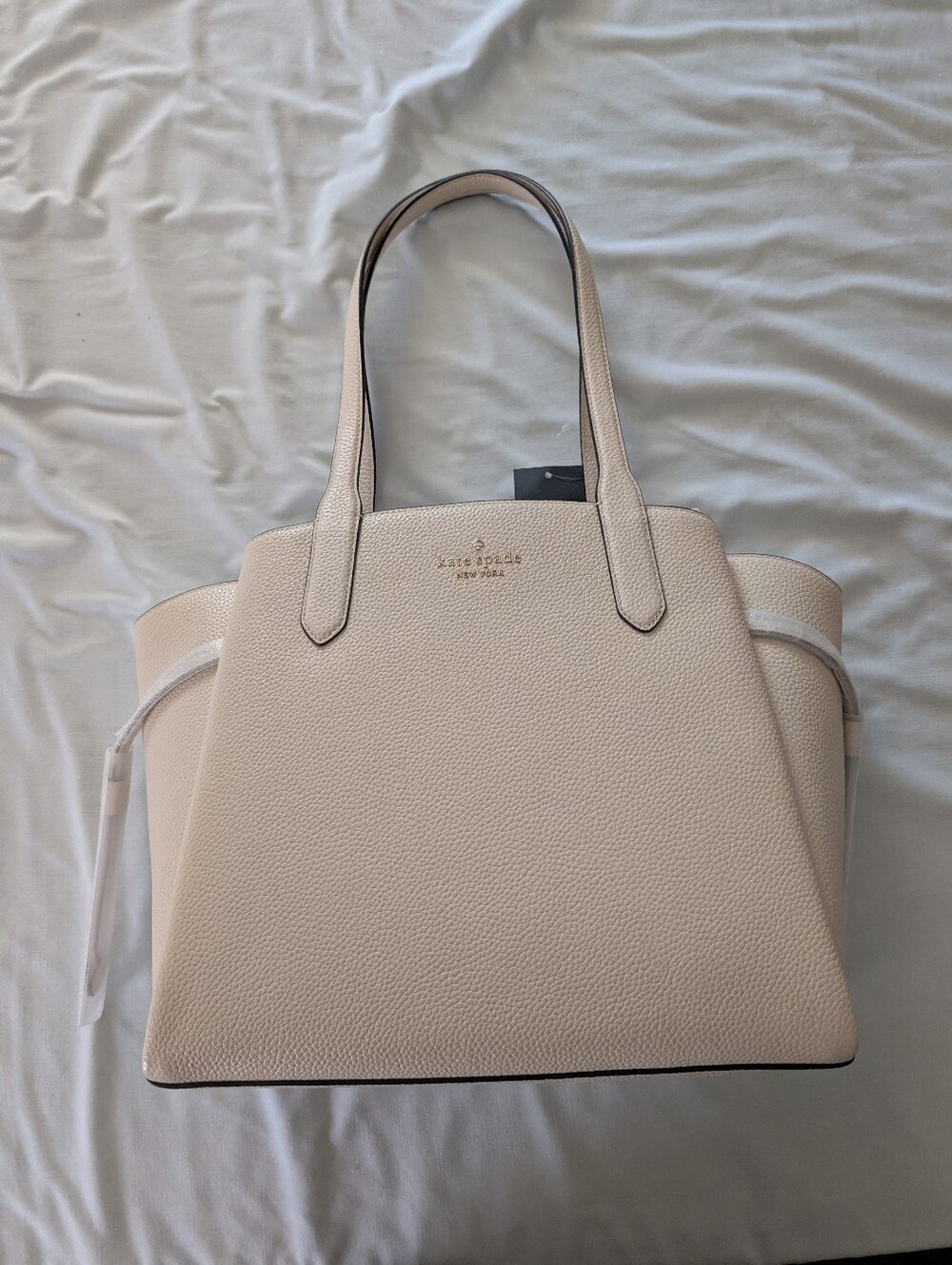 kate spade Pebbled Leather Tote - Ivory/Light Beige